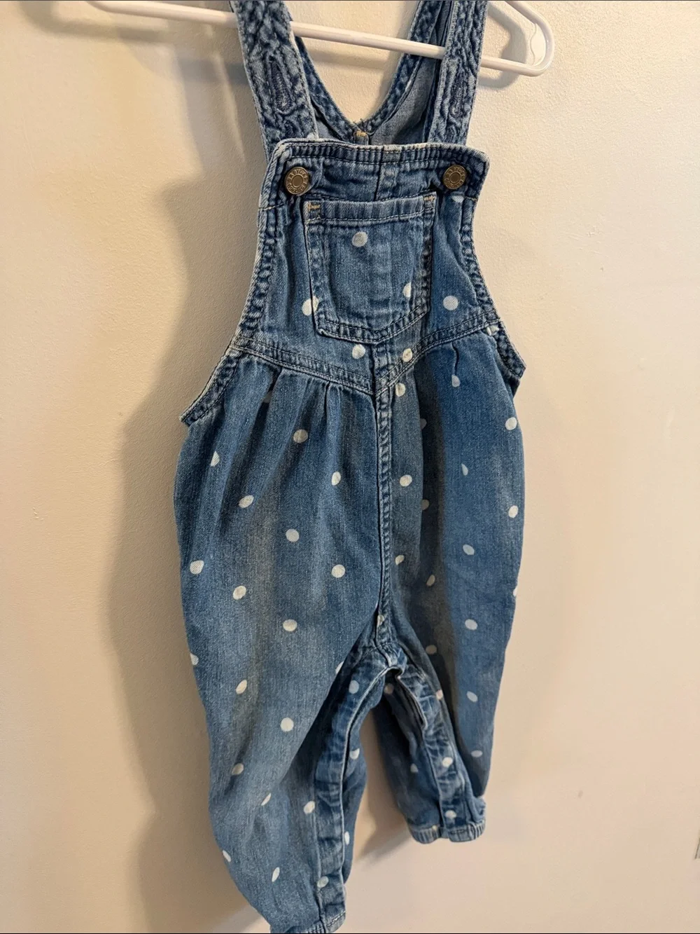 Baby Gap Polka Dot Denim Overalls - Blue